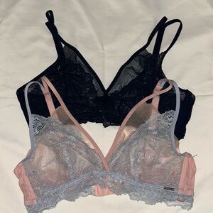Elegant Lace Bralette Set - Blue and Pink